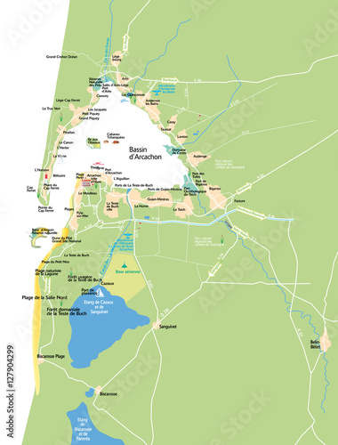 Carte bassin d'Arcachon