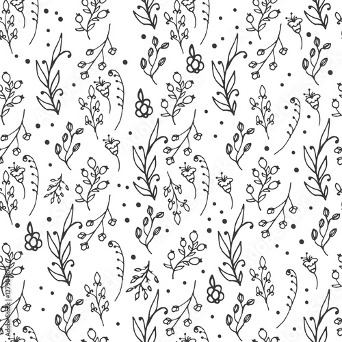 Floral seamless pattern. Herbs and wild flowers print.