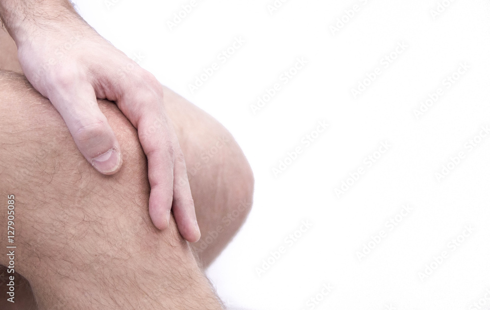 man with knee pain and feeling bad in medical office. Osteoarthritis Knee, osteophyte, subchondral sclerosis. massage for joint pain man with knee pain and feeling bad in medical office. Osteoarthritis Knee, osteophyte, subchondral sclerosis. massage for joint pain