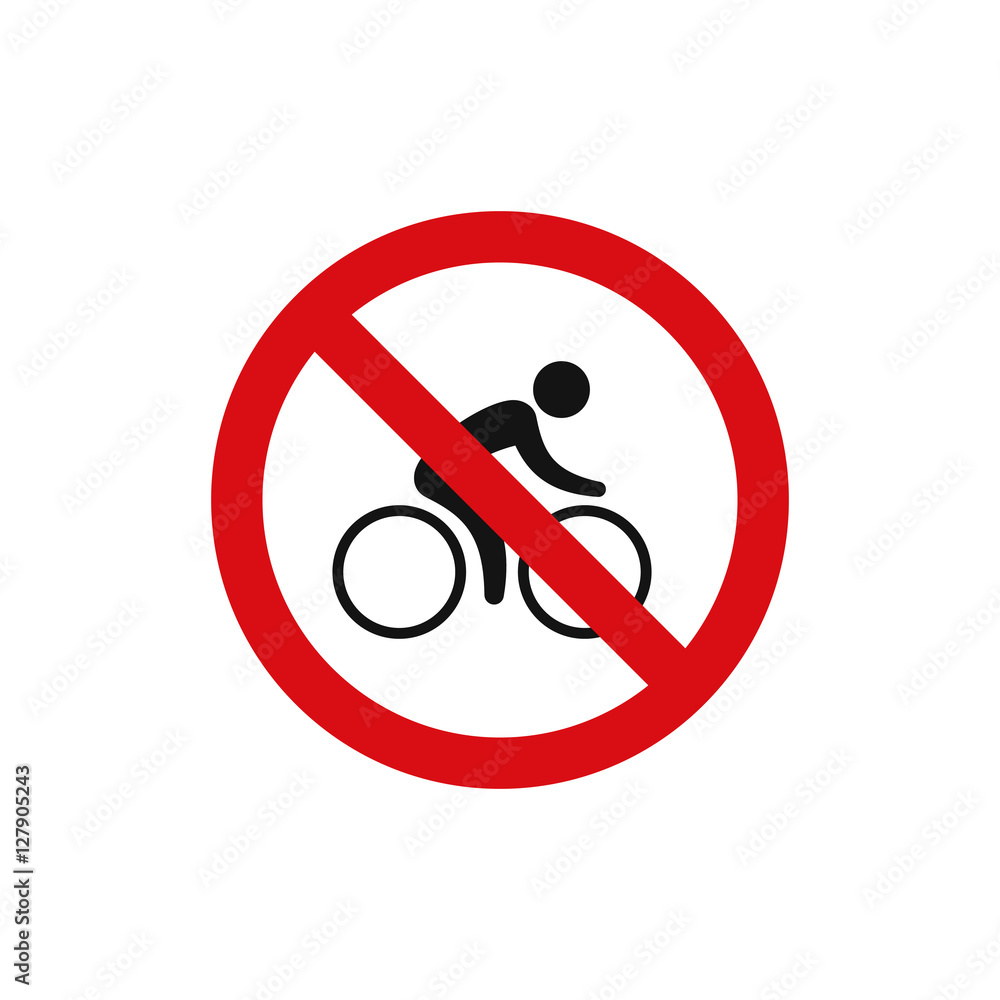 No bicycle vector sign in red circle. No parking bicycle icon. Vector illustration. Red no bicycle road sign. No bicycle vector sign in red circle. No parking bicycle icon. Vector illustration. Red no bicycle road sign.