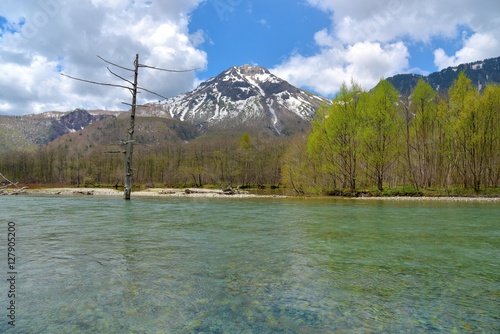 Azusa river in spring, Nagano, Japan photo