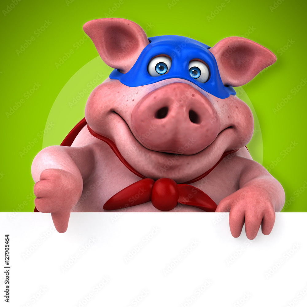 Naklejka premium Fun pig - 3D Illustration