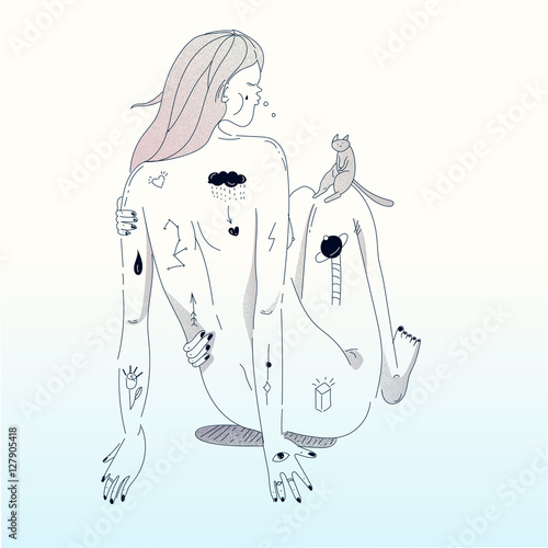 The girl from the dream, abstract vector image