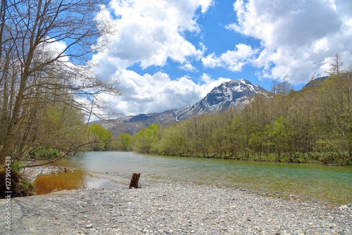 Azusa river in spring, Nagano, Japan photo