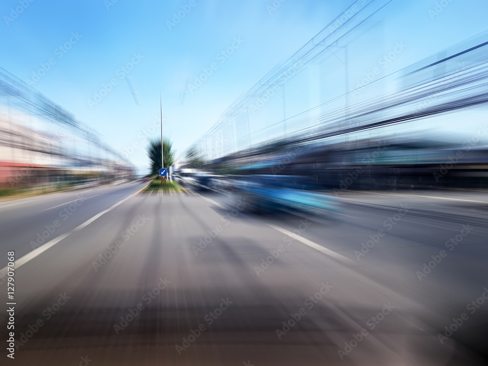 road in motion blur