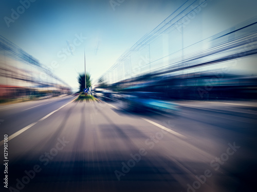road in motion blur