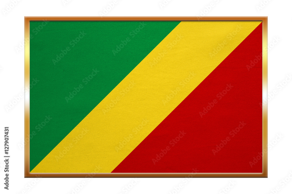 Flag of the Congo Republic, golden frame, textured Flag of the Congo Republic, golden frame, textured
