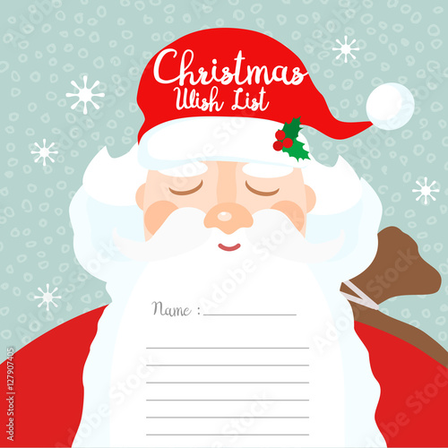 Santa Claus Christmas wish list, vector illustration