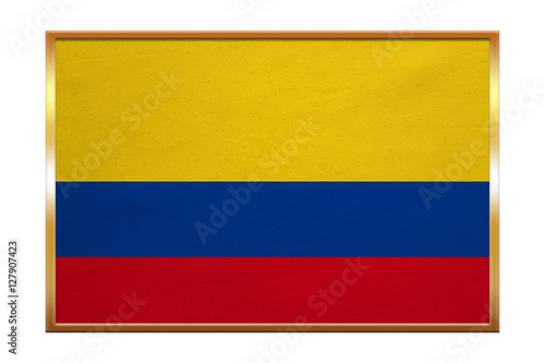 Free Download Flag of Colombia , golden frame, fabric texture - GFXLoad