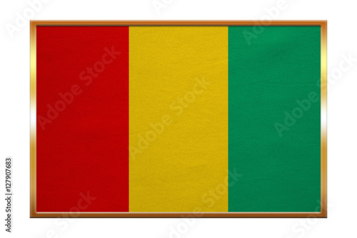 Flag of Guinea , golden frame, fabric texture