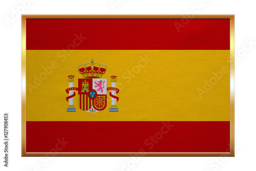 Wallpaper Mural Flag of Spain , golden frame, fabric texture Torontodigital.ca