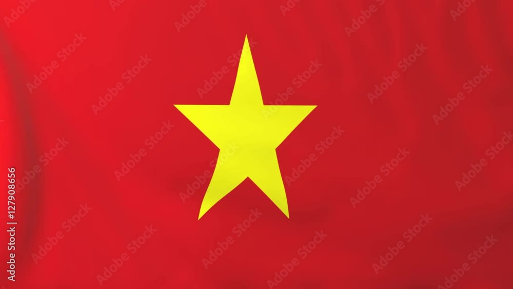 Flag of Vietnam. Rendered using official design and colors. Seamless loop. Flag of Vietnam. Rendered using official design and colors. Seamless loop.