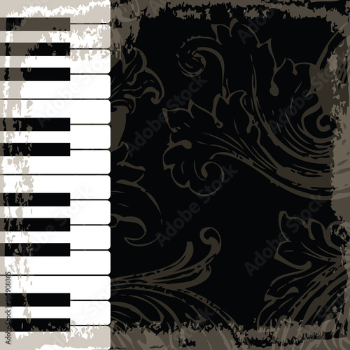 Music event piano template. Background with piano keys.