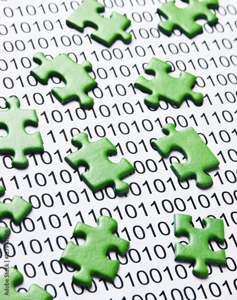 green puzzles and binary code