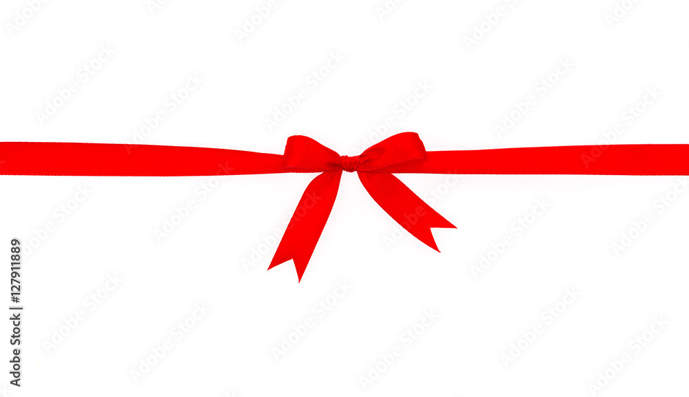Shiny red ribbon on white background with copy space. Shiny red ribbon on white background with copy space.