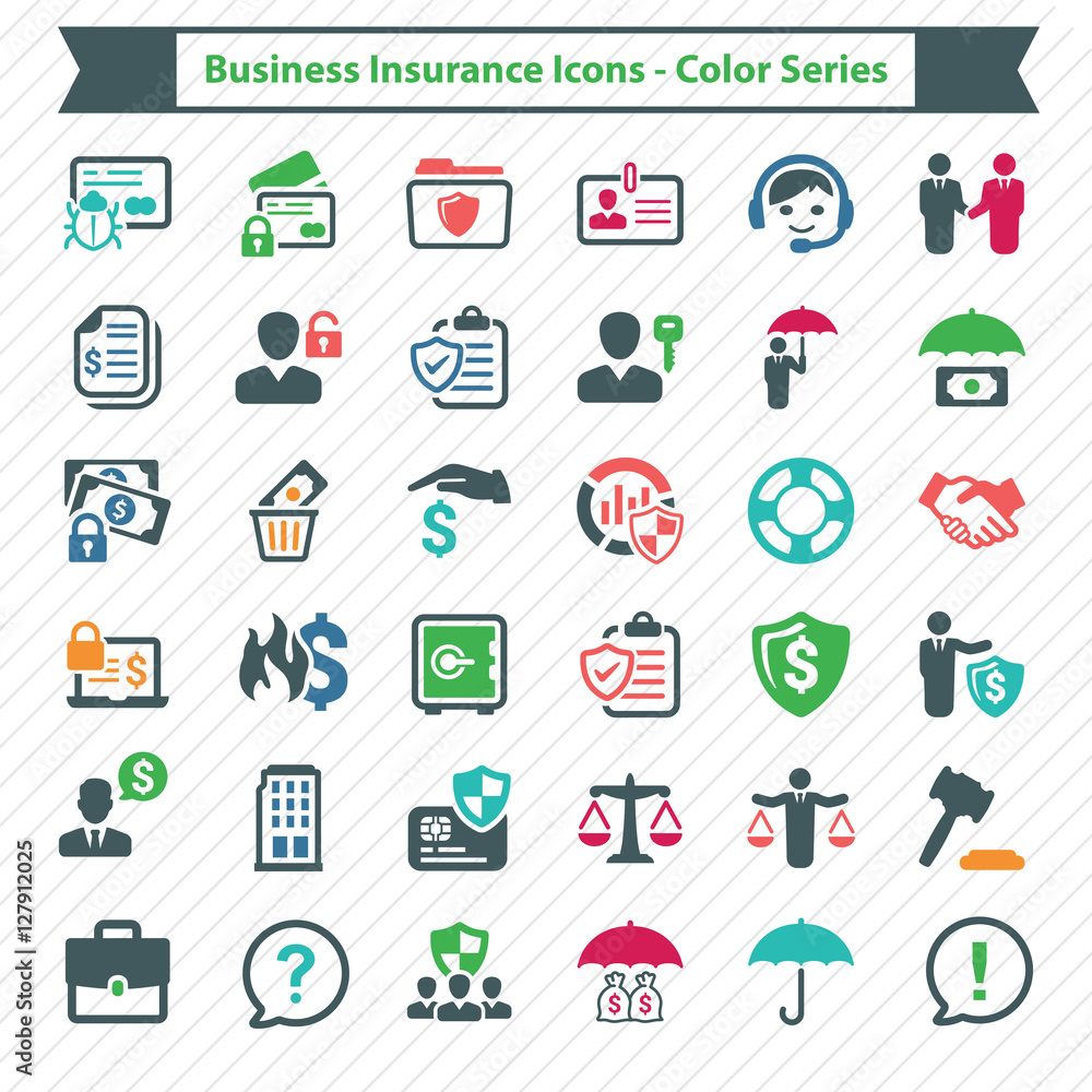 Fototapeta premium Business Insurance Icons - Color Series