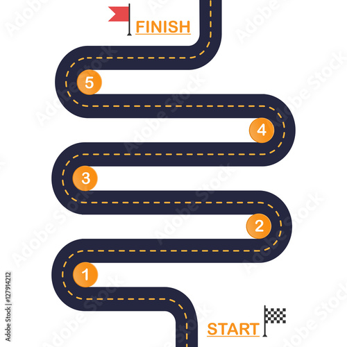 Winding road Template diagram steps.Vector EPS 10