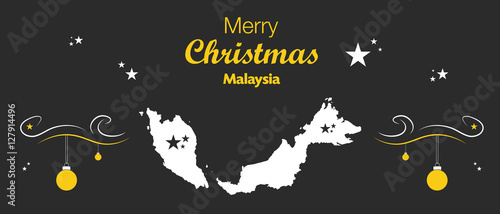 Merry Christmas illustration theme with map of Malaysia