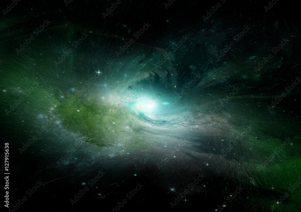 Fototapeta premium Stars, dust and gas nebula in a far galaxy