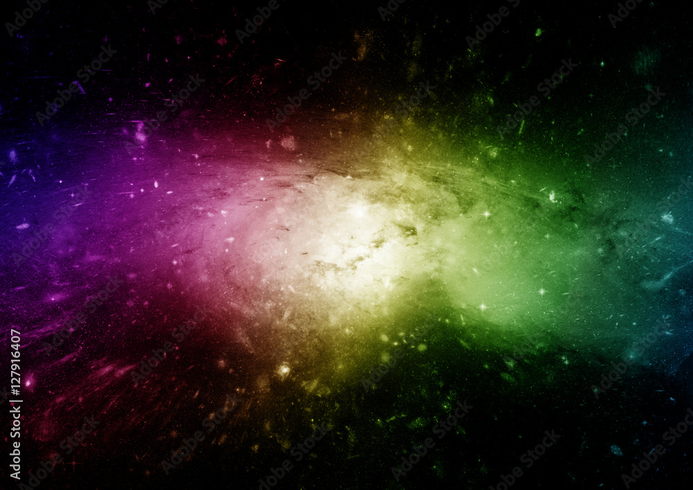 Fototapeta premium Stars, dust and gas nebula in a far galaxy