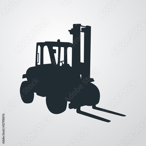 Icono plano silueta carretilla elevadora en fondo degradado