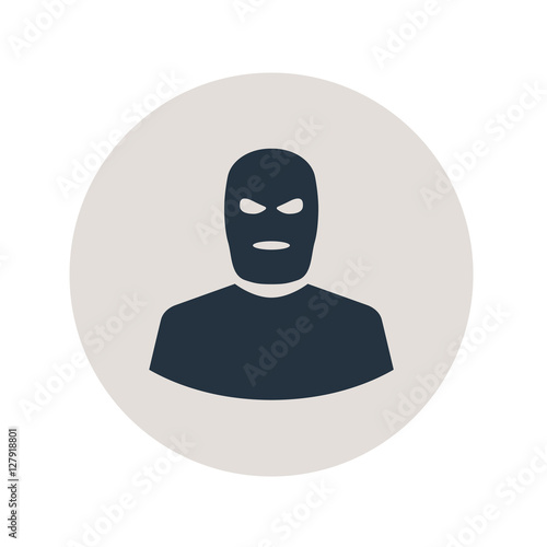 Icono plano silueta terrorista en circulo gris