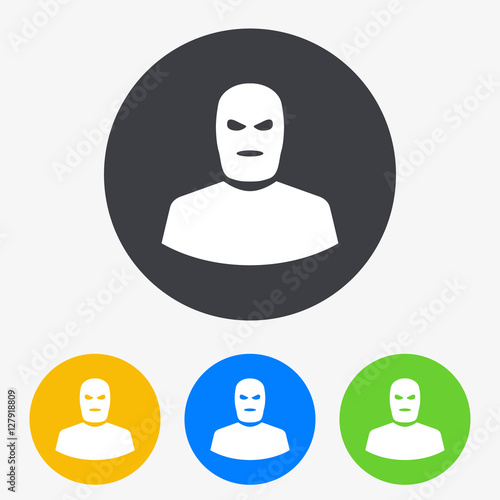 Icono plano silueta terrorista en circulo varios colores
