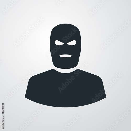 Icono plano silueta terrorista en fondo degradado