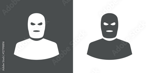 Icono plano silueta terrorista gris y blanco