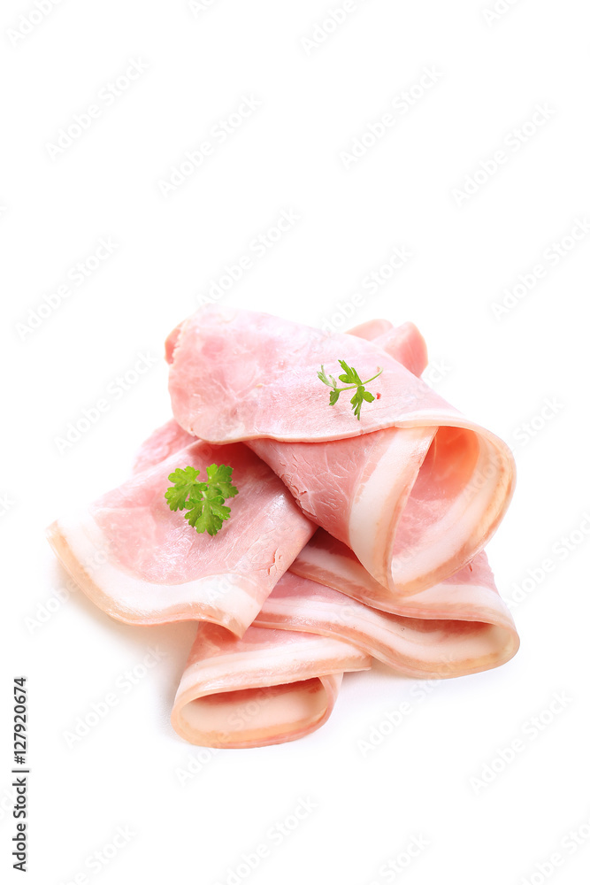 jambon sur fond blanc