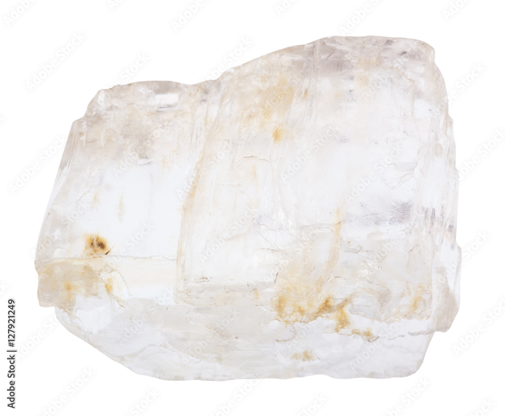 Petalite (castorite) gemstone isolated on white