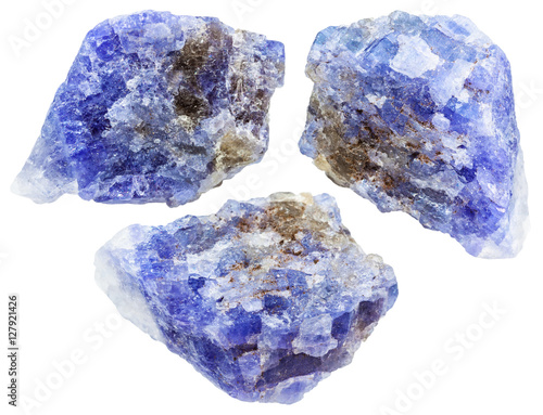 set of tanzanite (blue violet zoisite) crystals photo