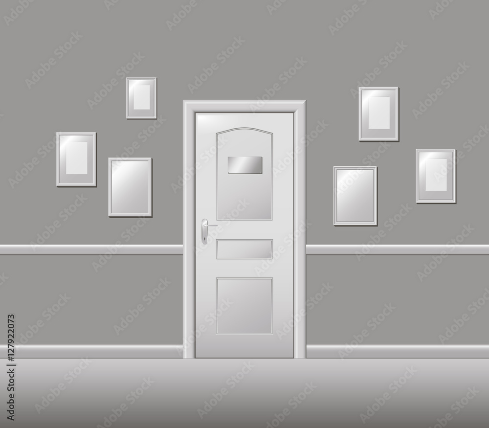 Doors, walls, frames for photos and paintings, architectural detail, vector illustration. Doors, walls, frames for photos and paintings, architectural detail, vector illustration.