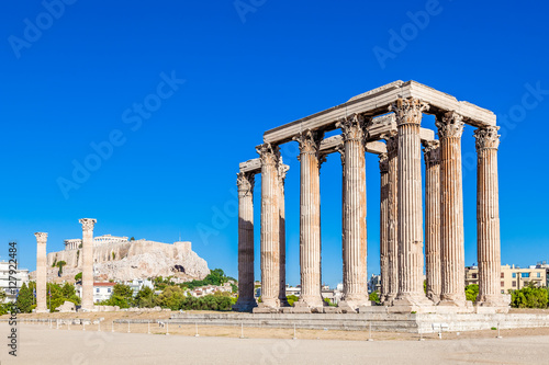 Temple of Olympian Zeus and Acropolis Hill, Athens, Greece