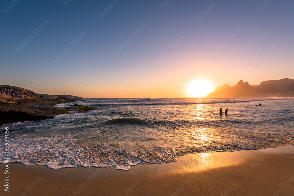 Beautiful Sunset in Ipanema Beach, Rio de Janeiro Beautiful Sunset in Ipanema Beach, Rio de Janeiro