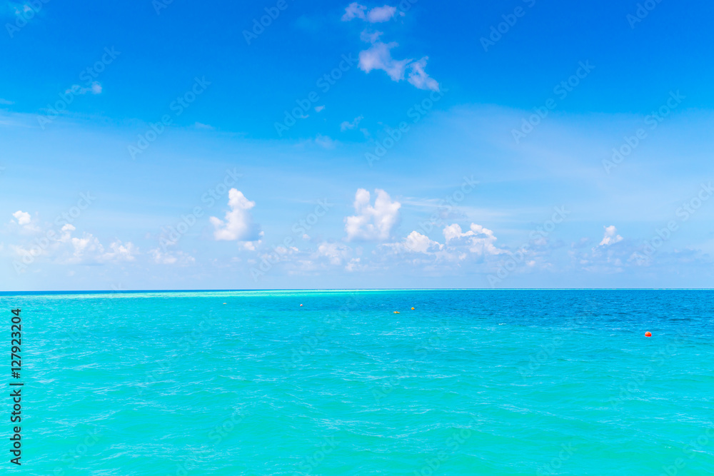 Beautiful tropical Maldives island with white sandy beach and se Beautiful tropical Maldives island with white sandy beach and se