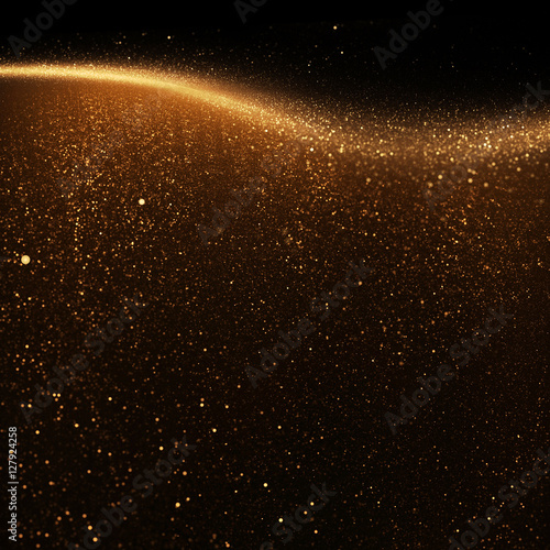 Beautiful gold wave bokeh on the black background  for art projects  business  banner  template  card