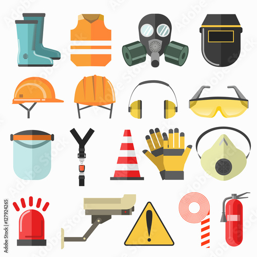 Safety work icons. Safety at work vector icons collection. 