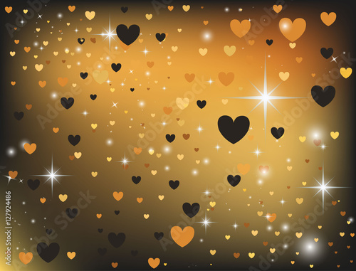 

vector background with golden hearts