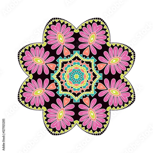 Circular background. Oriental pattern illustration. Kaleidoscope big bud