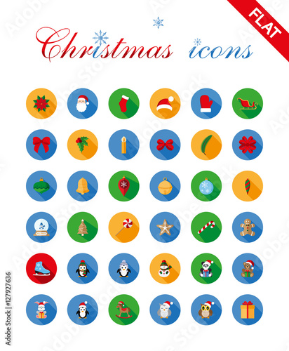 Christmas icons set and design elements.
