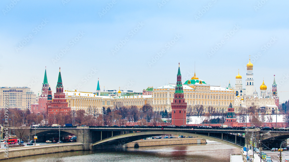 view of Kremlin in the winter, Moscow, Russia. Winter in Russia