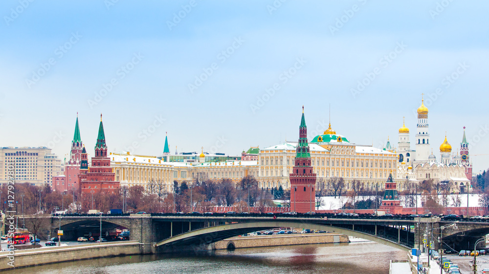 Obraz premium view of Kremlin in the winter, Moscow, Russia. Winter in Russia