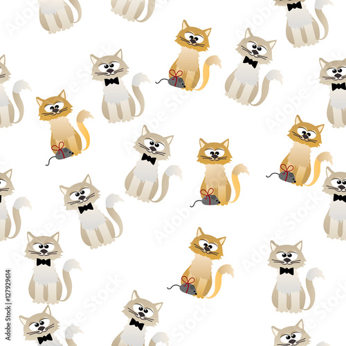 Fototapeta Naklejka Na Ścianę i Meble -  pattern with cute cats