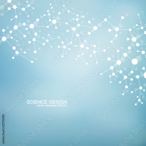 Structure molecule of DNA and neurons. Structural atom. Chemical compounds. Medicine, science, technology concept. Geometric abstract background. Vector illustration for your design.