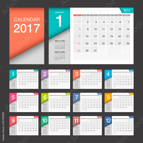 2017 Calendar. Modern design template. Week starts Sunday.