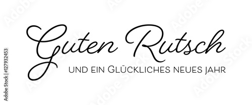 Silvester - Banner "Guten Rutsch" (Weiß/ Schwarz)