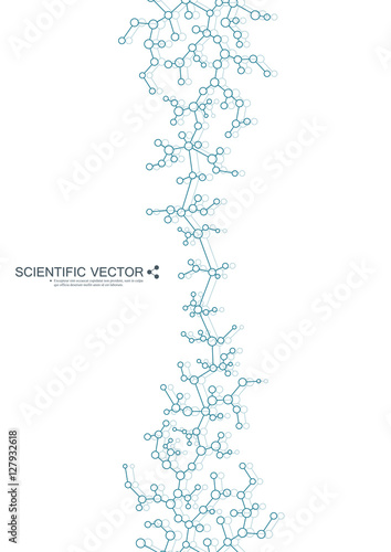 Structure molecule of DNA and neurons. Structural atom. Chemical compounds. Medicine, science, technology concept. Geometric abstract background. Vector illustration for your design.