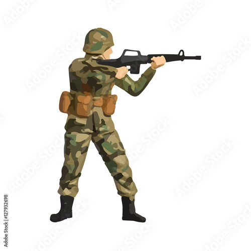 Abstract modern military infantry soldier