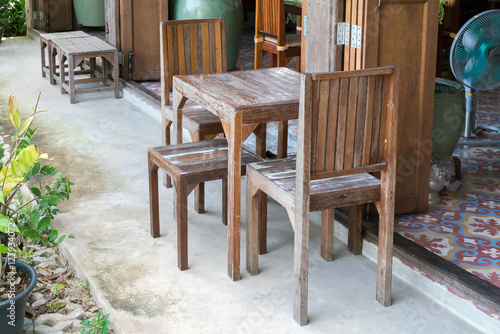 Beautiful terrace or balcony with small table  chair  